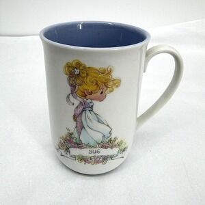 Precious Moments 'Sue' Personalized Mug Vintage Ceramic Blue White Gift Enesco